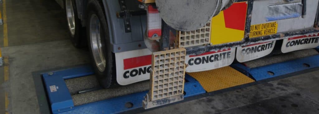 Concrete mixer truck on the road